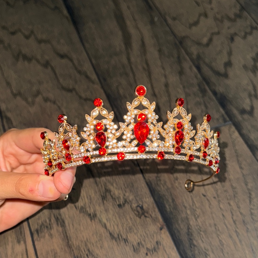 SHEIN Gold and Red Crystal Tiara